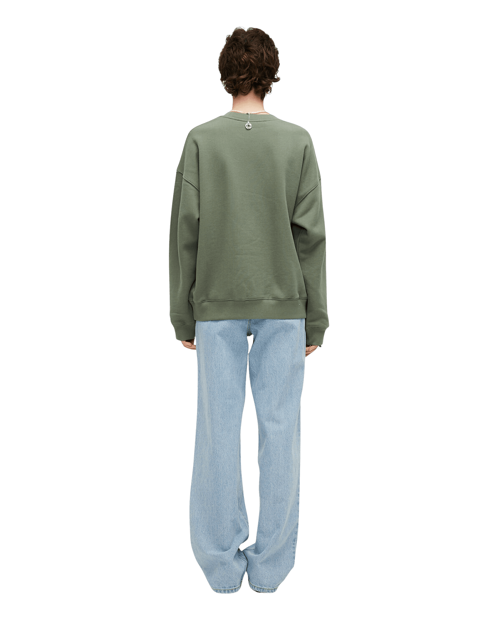 Pearl Stamped Wide Leg Denim Pants (Sky Blue) — vue 4