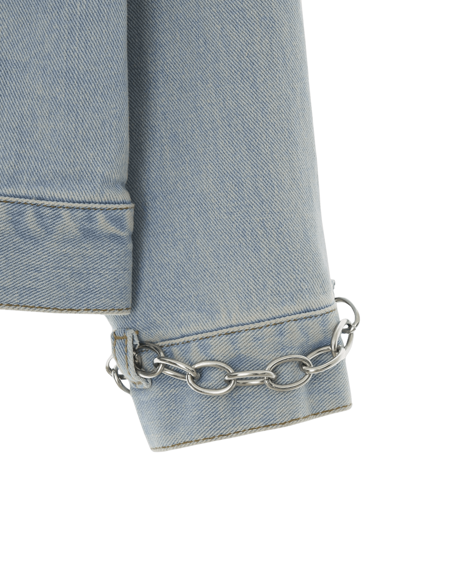 Detachable Chain Embellished Denim Jacket (Sky Blue) — vue 5