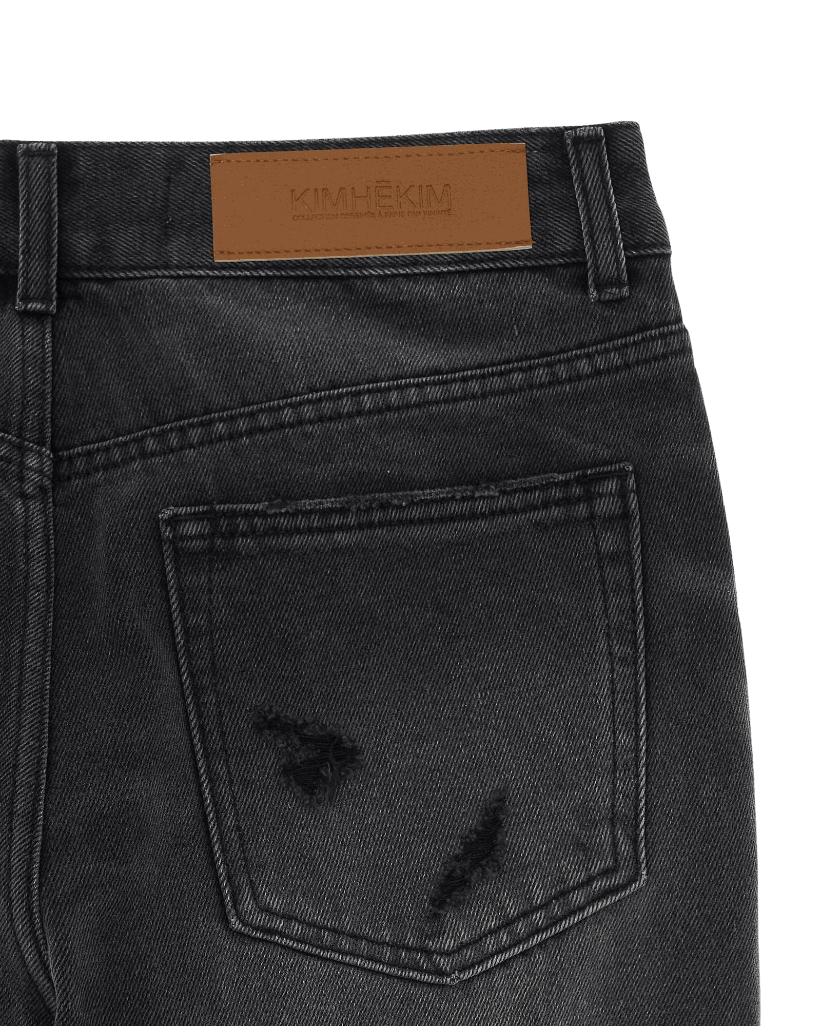 Chain Embellishment Destroyed Jeans (Black) — vue 14