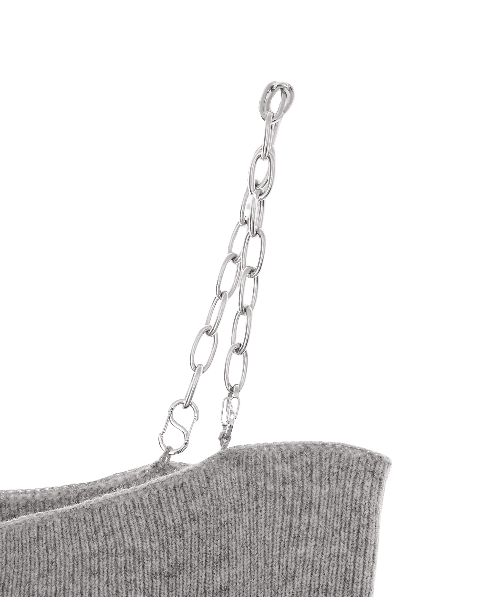 Detachable Chain Strap Wool Knitted Dress (Grey) — vue 9