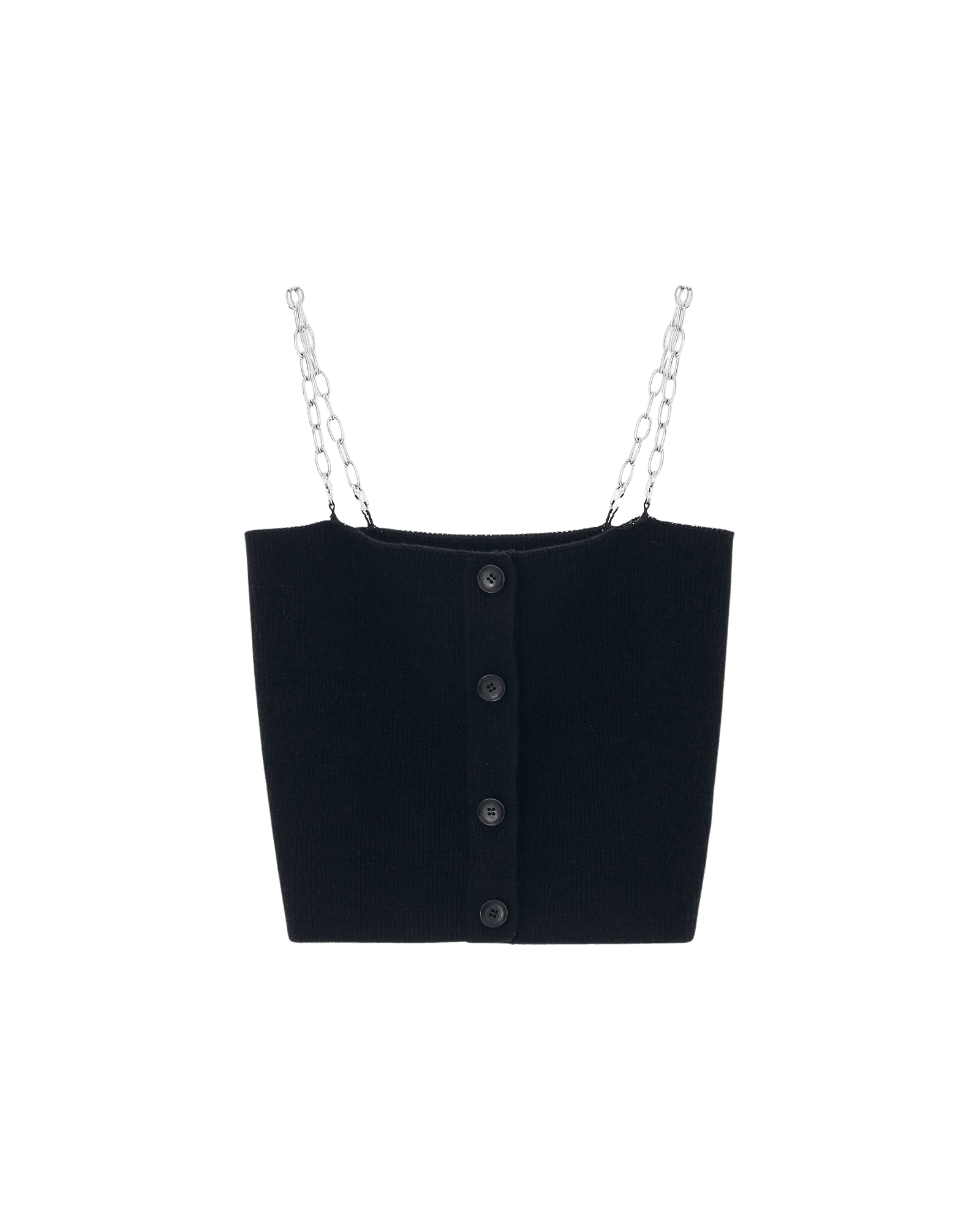 Detachable Chain Strap Wool Knitted Top (Black) — vue 11