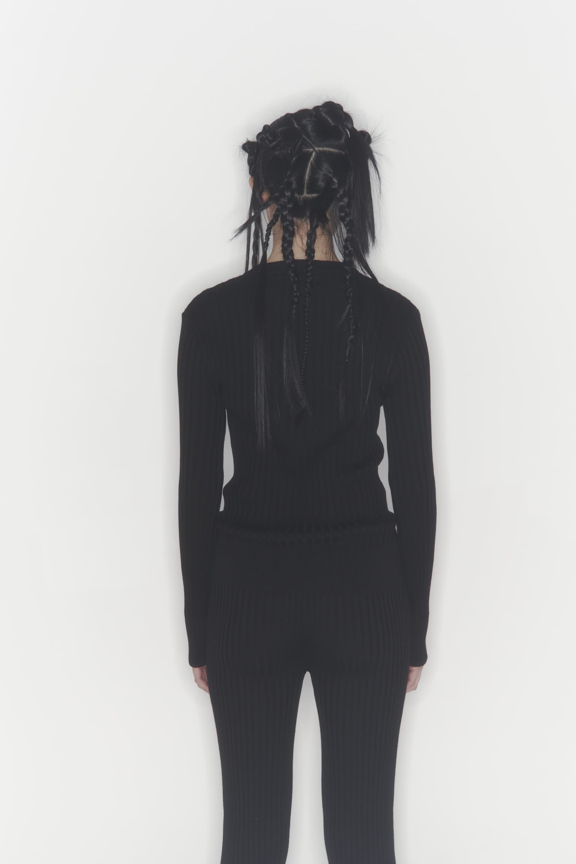 Ribbed Knit Sweater (Black) — vue 2