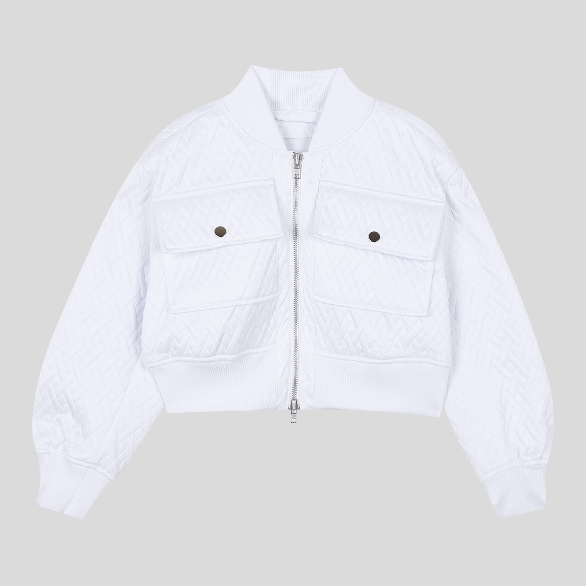 Quilted Crop Blouson Jacket (White) — vue 11