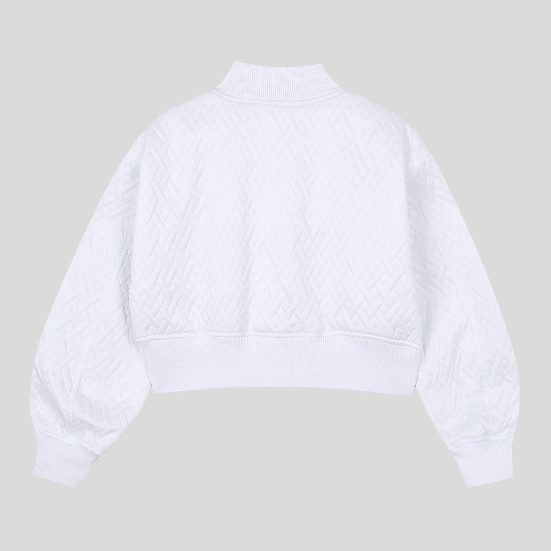 Quilted Crop Blouson Jacket (White) — vue 3