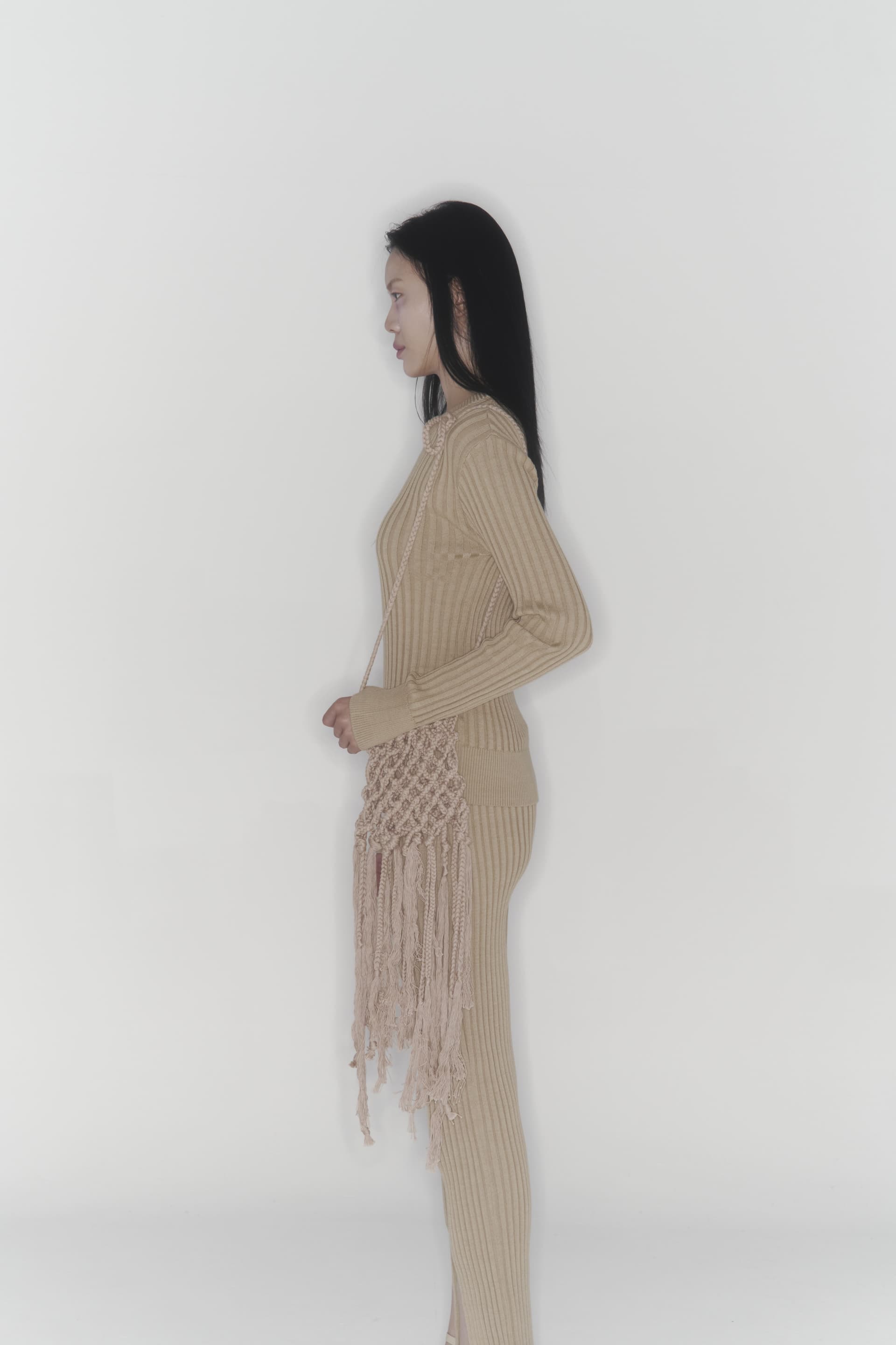 Ribbed Knit Pants (Beige) — vue 12