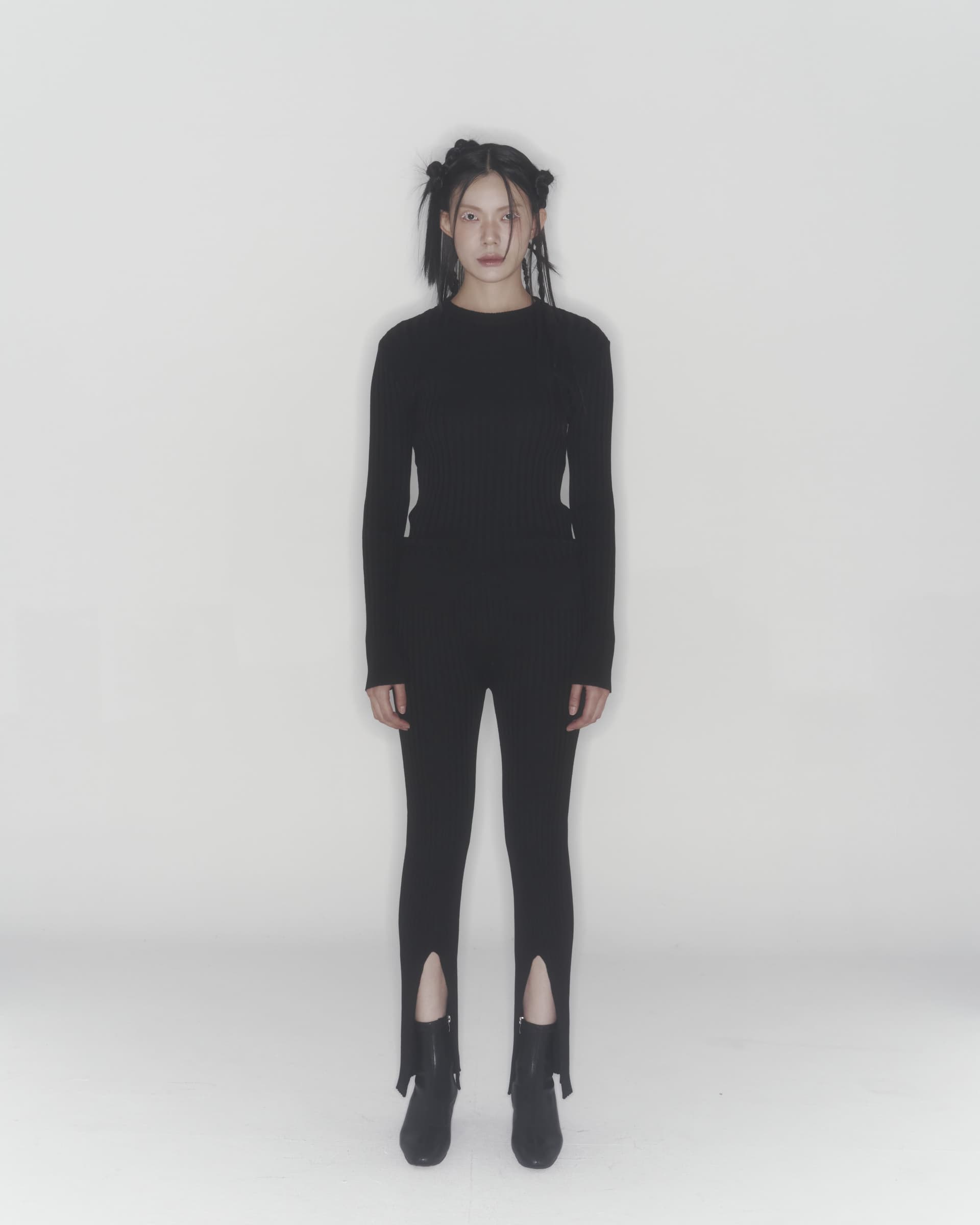 Ribbed Knit Pants (Black) — vue 4