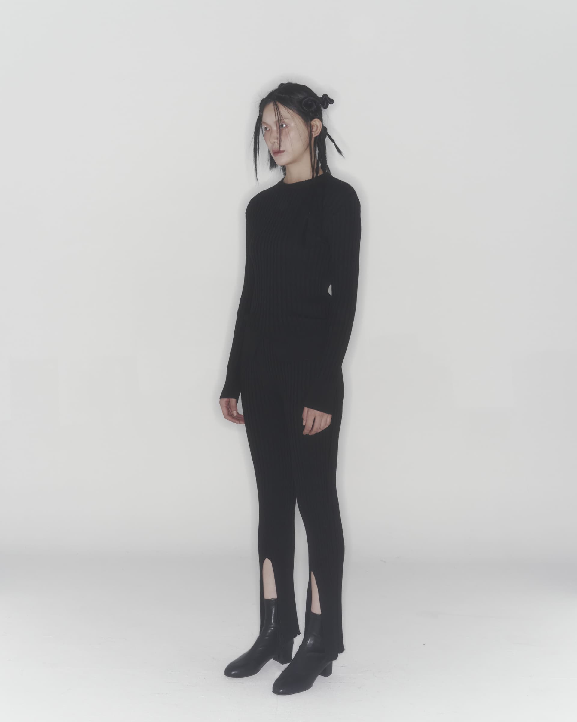 Ribbed Knit Pants (Black) — vue 5