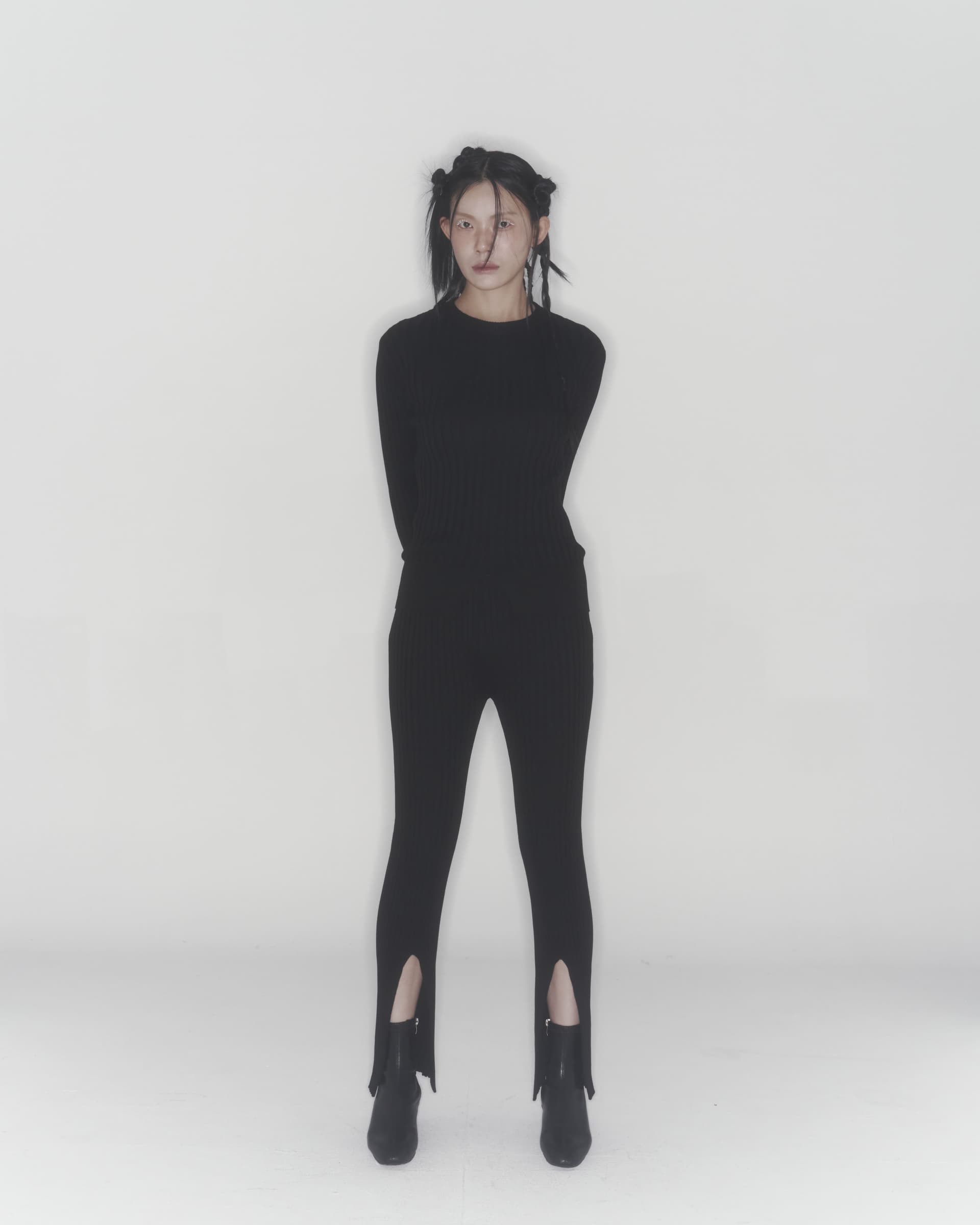 Ribbed Knit Pants (Black) — vue 10