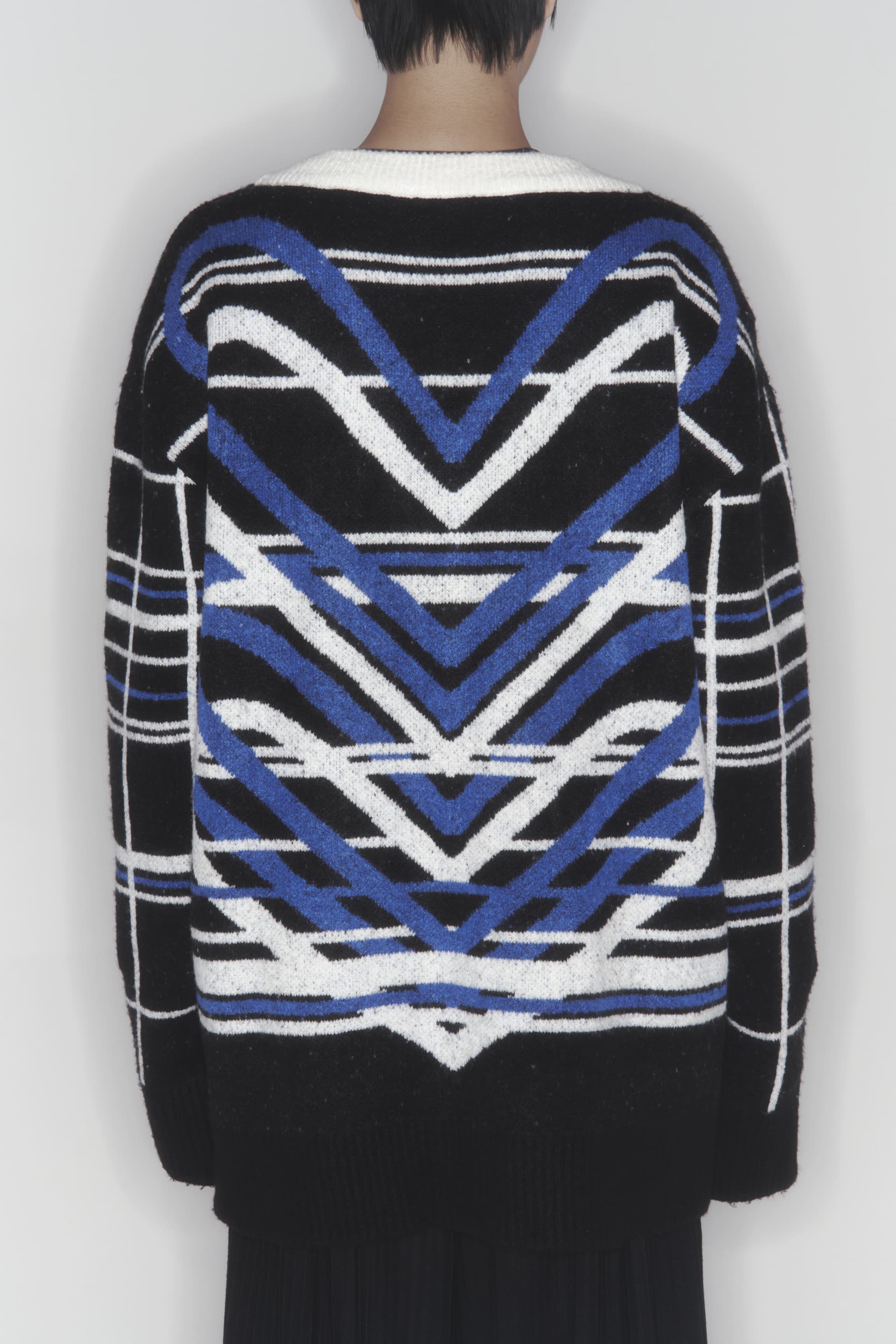 Heart Graphic Knit Cardigan (Blue) — vue 2