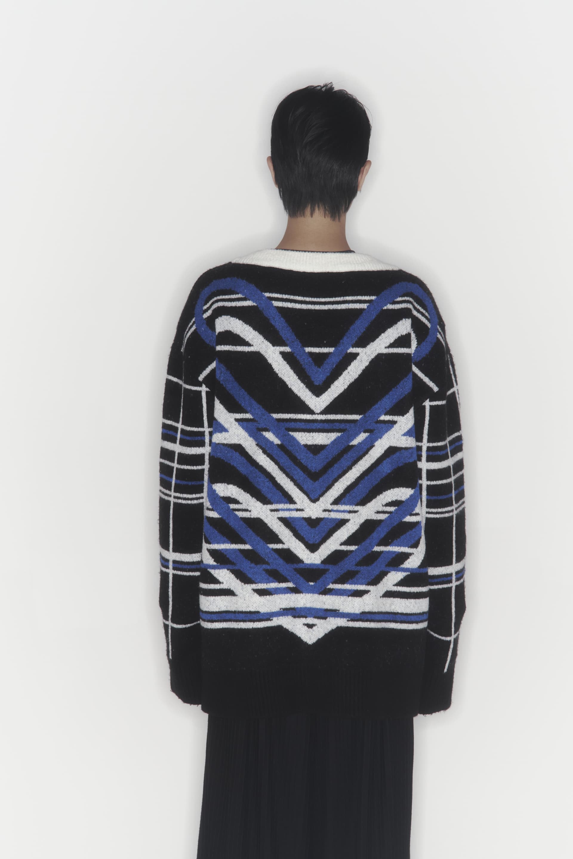 Heart Graphic Knit Cardigan (Blue) — vue 16