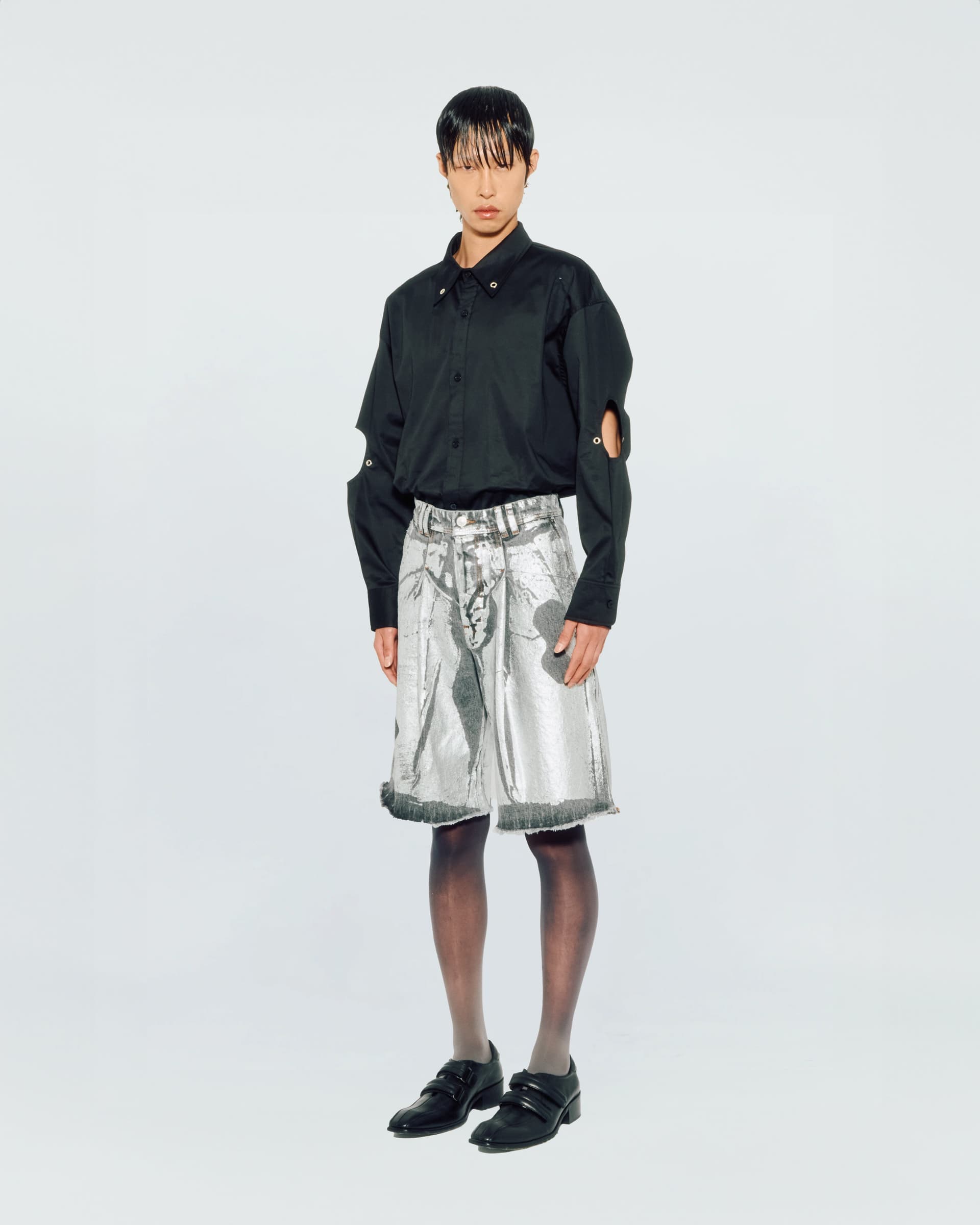 Silver Wash Denim Shorts — vue 4