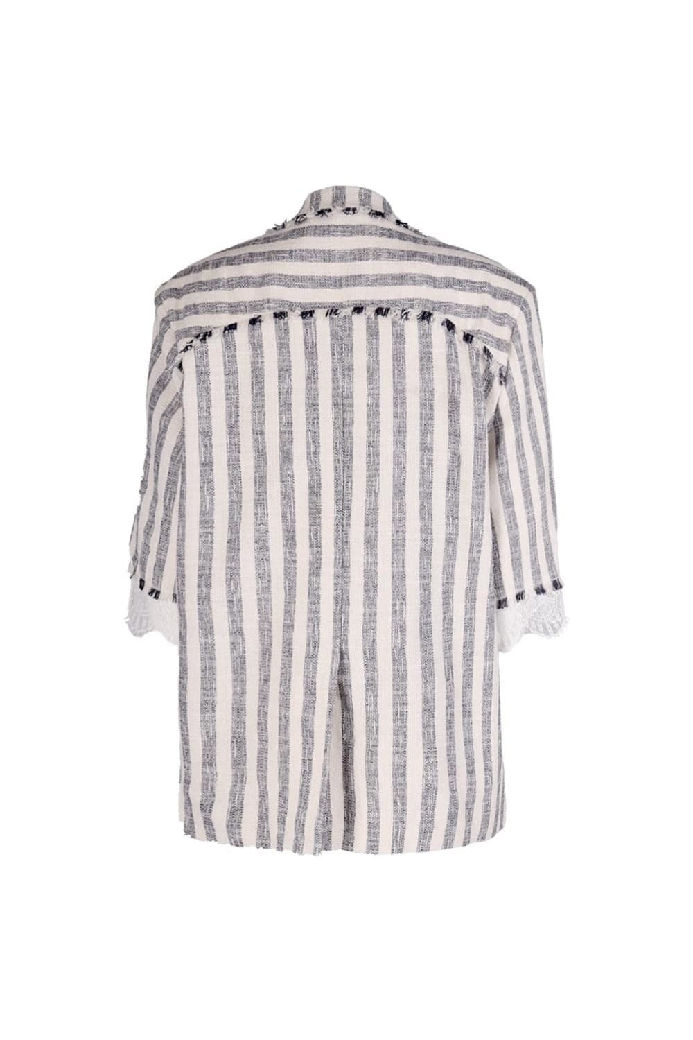26SS Gray Striped Pattern Half Sleeve Jacket — vue 9