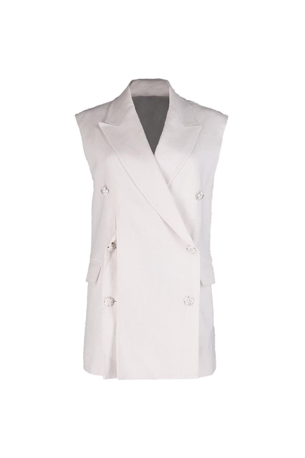 26SS White Slit Double-Breasted Vest — vue 9