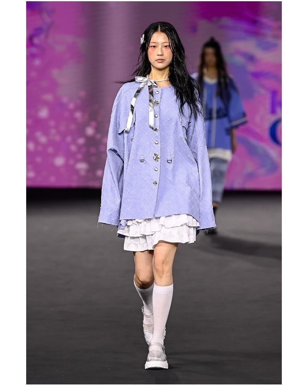 26SS Light Blue Cross Pattern Round Neck Over Fit Jacket — vue 2