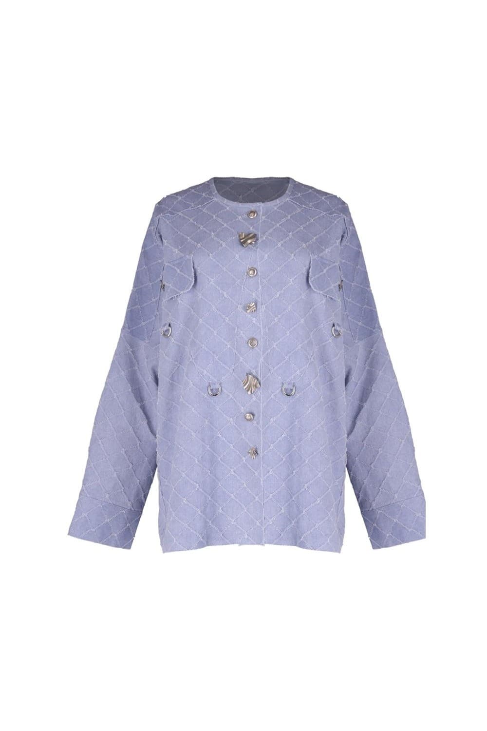 26SS Light Blue Cross Pattern Round Neck Over Fit Jacket — vue 4