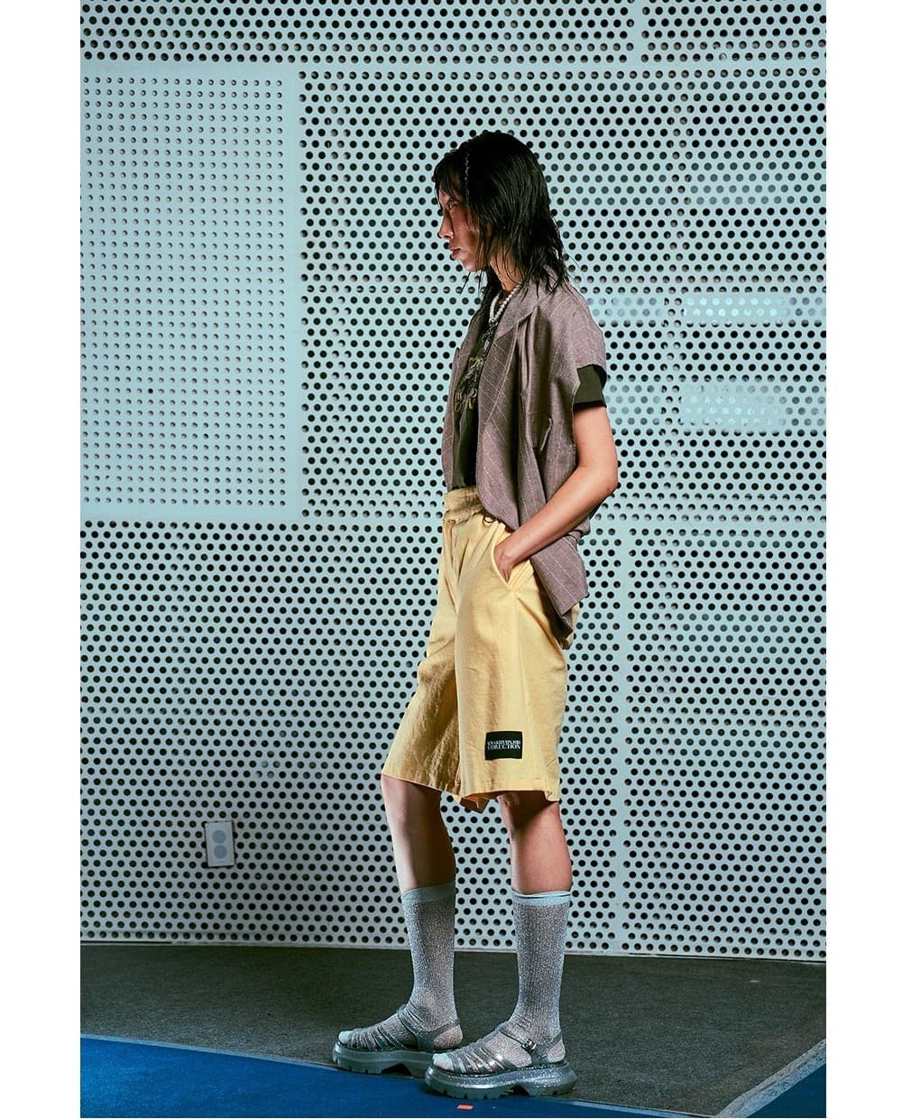 26SS Brown Striped Round Hem-Line Crop Vest — vue 5