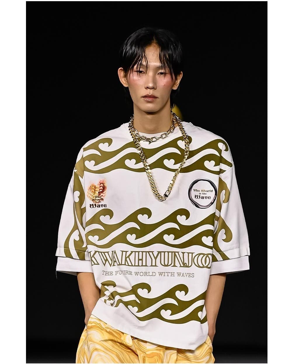 26SS Brown Heart Wave Printing Shirt — vue 3