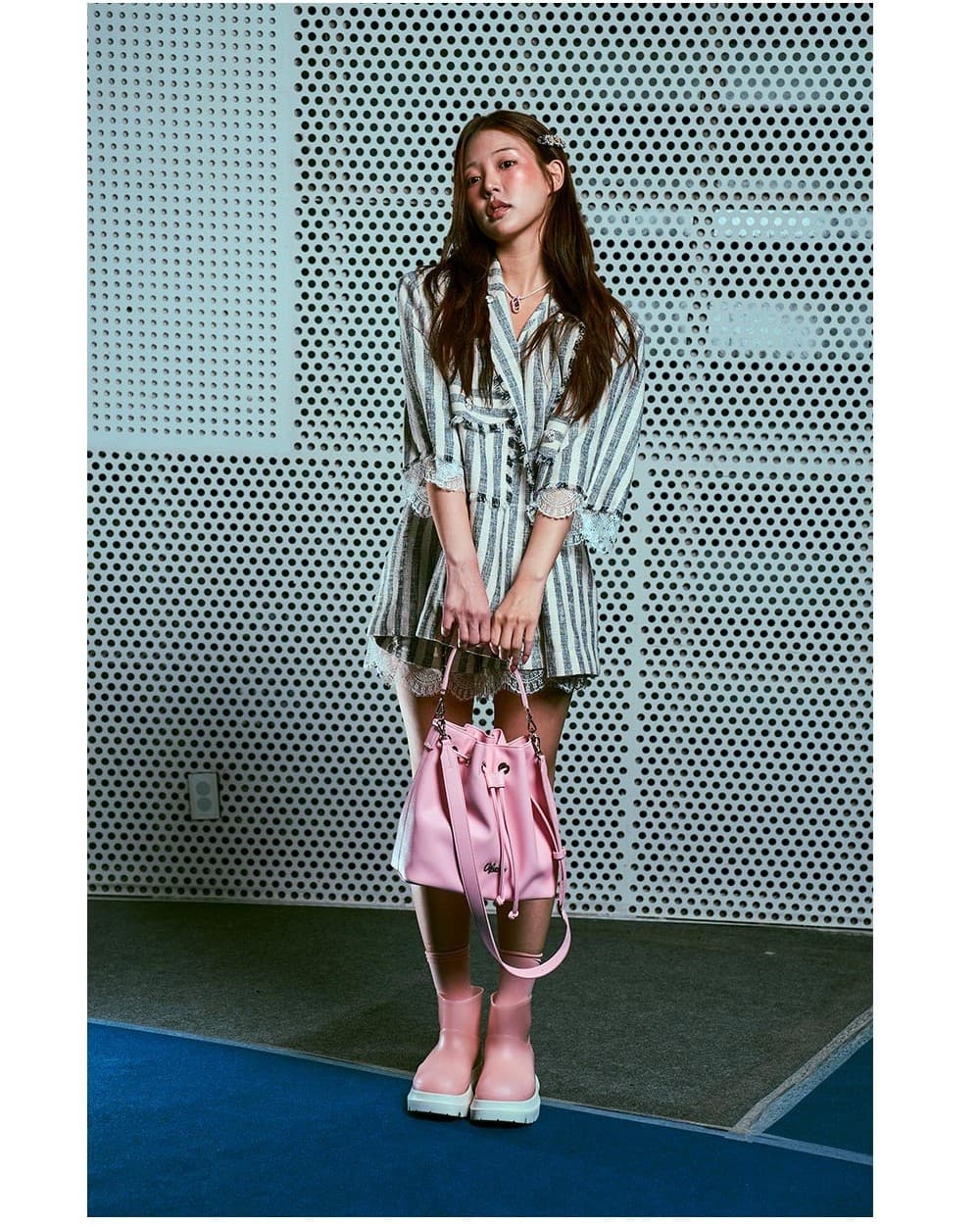 26SS Gray Striped Pattern Short Pants — vue 6
