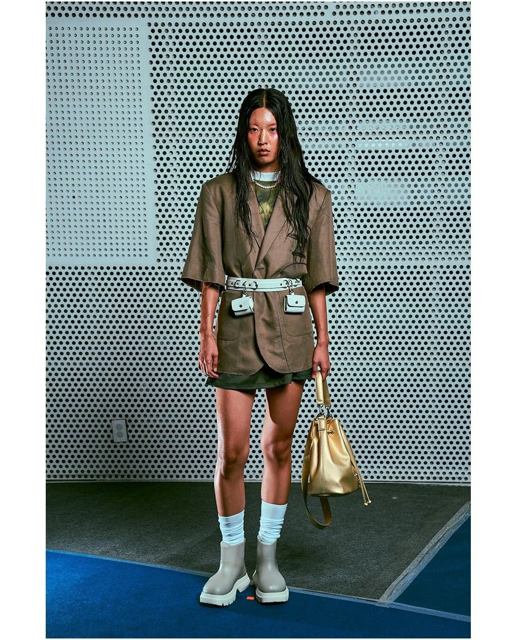 26SS Brown Paneled Point Half Sleeve Jacket — vue 3
