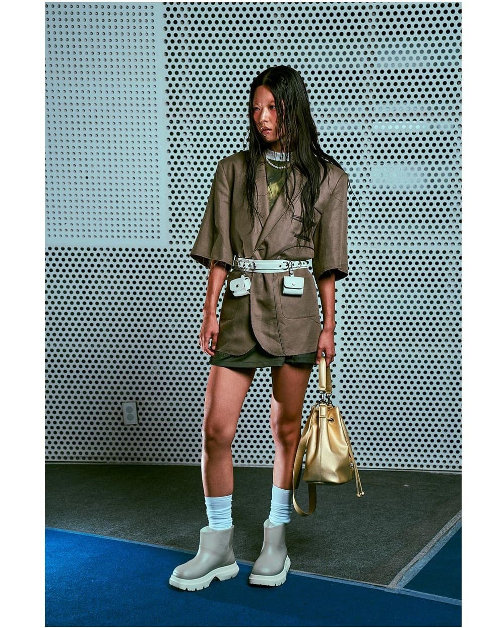 26SS Brown Paneled Point Half Sleeve Jacket — vue 4