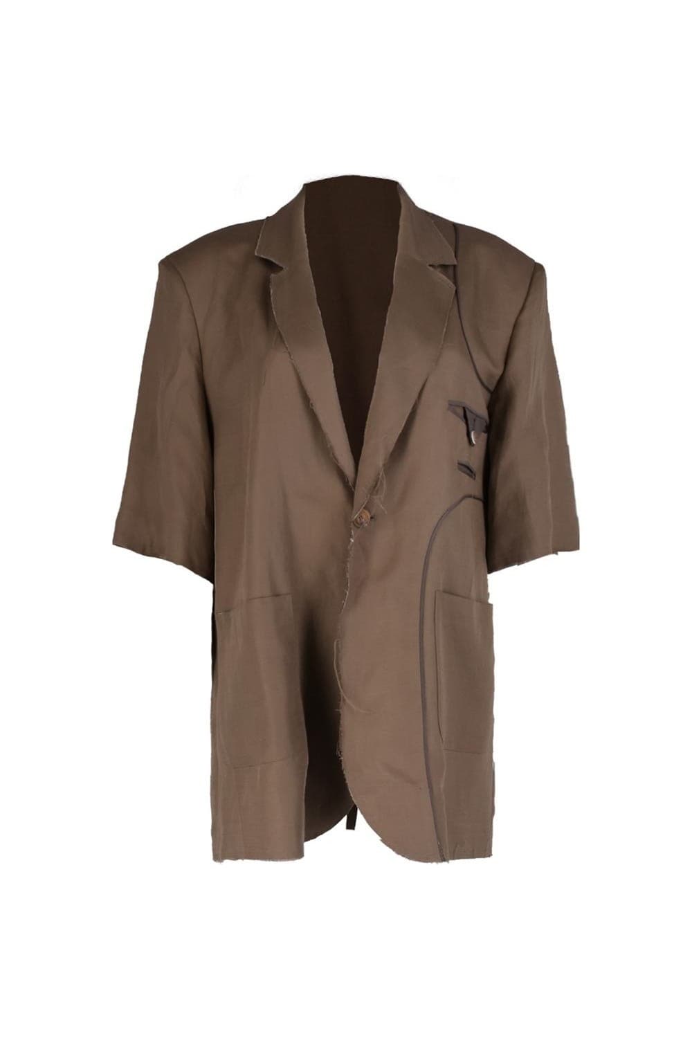 26SS Brown Paneled Point Half Sleeve Jacket — vue 8