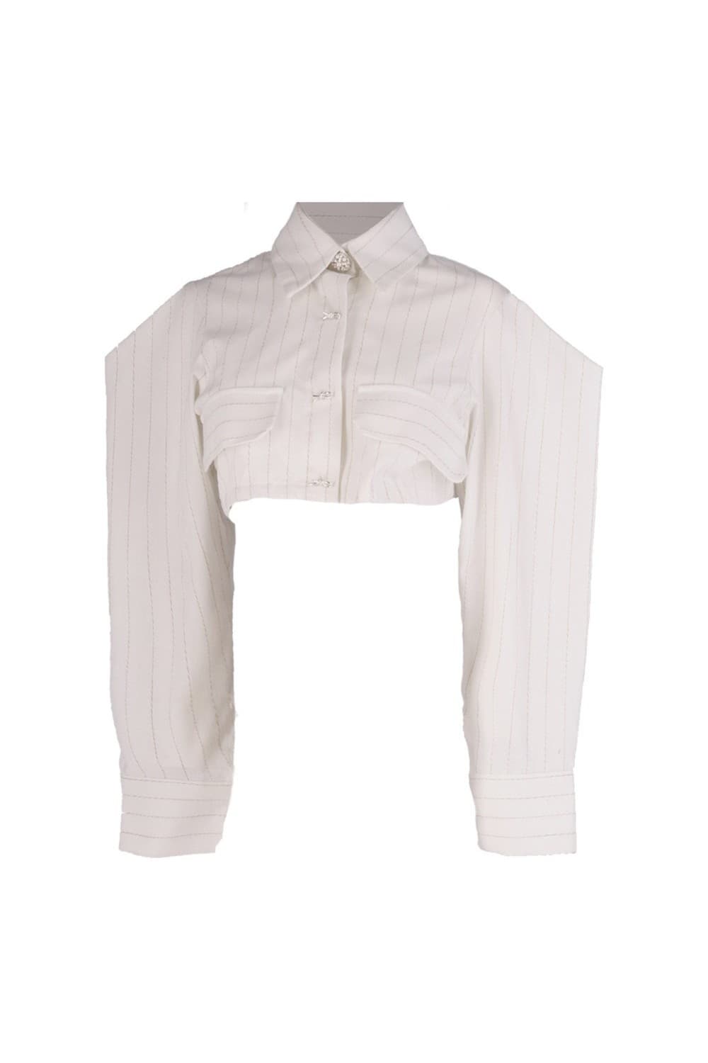 26SS White Striped Point Shoulder Crop Pants — vue 9