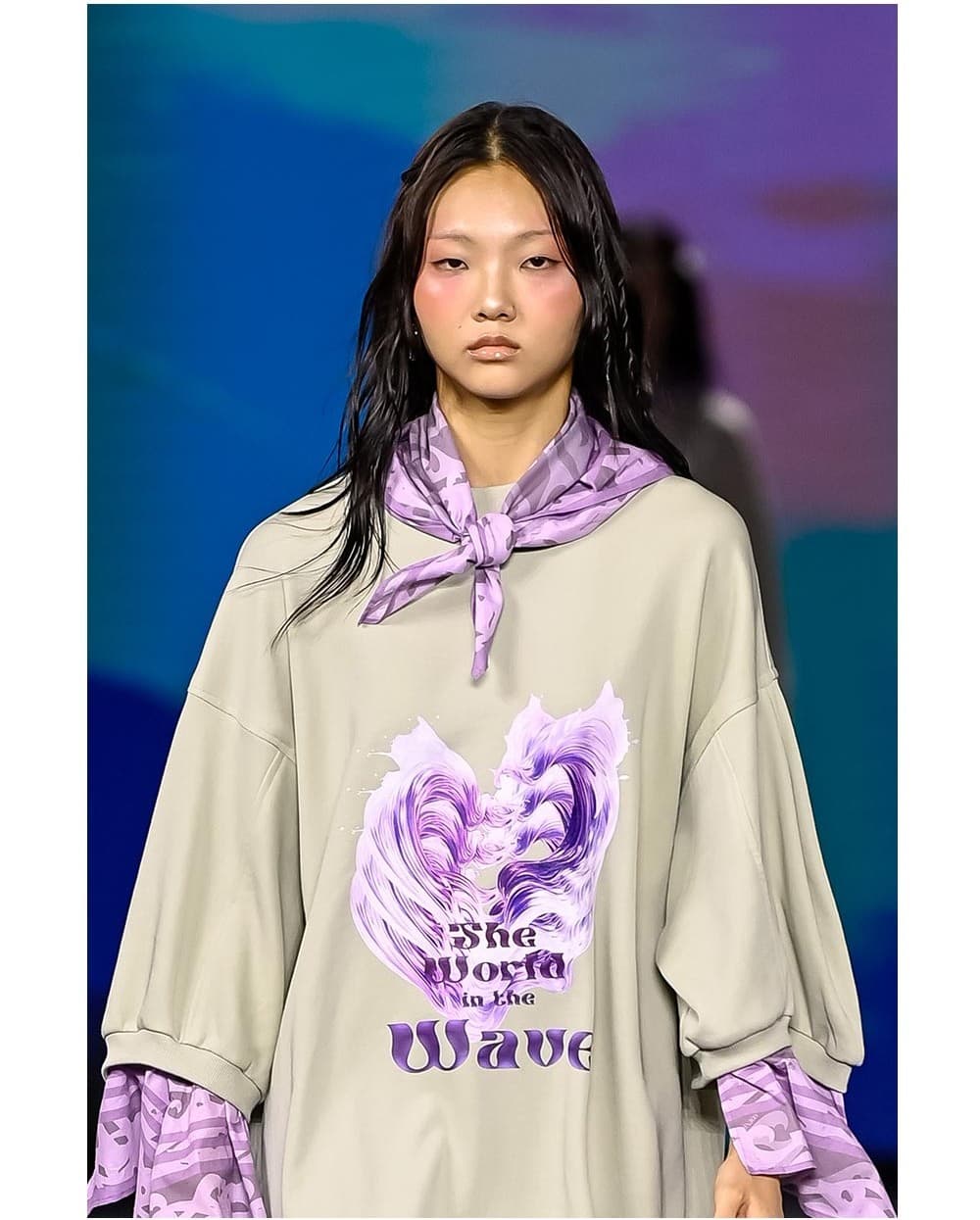 26SS Purple Wave Layered Light Khaki Sweat One-Piece — vue 7