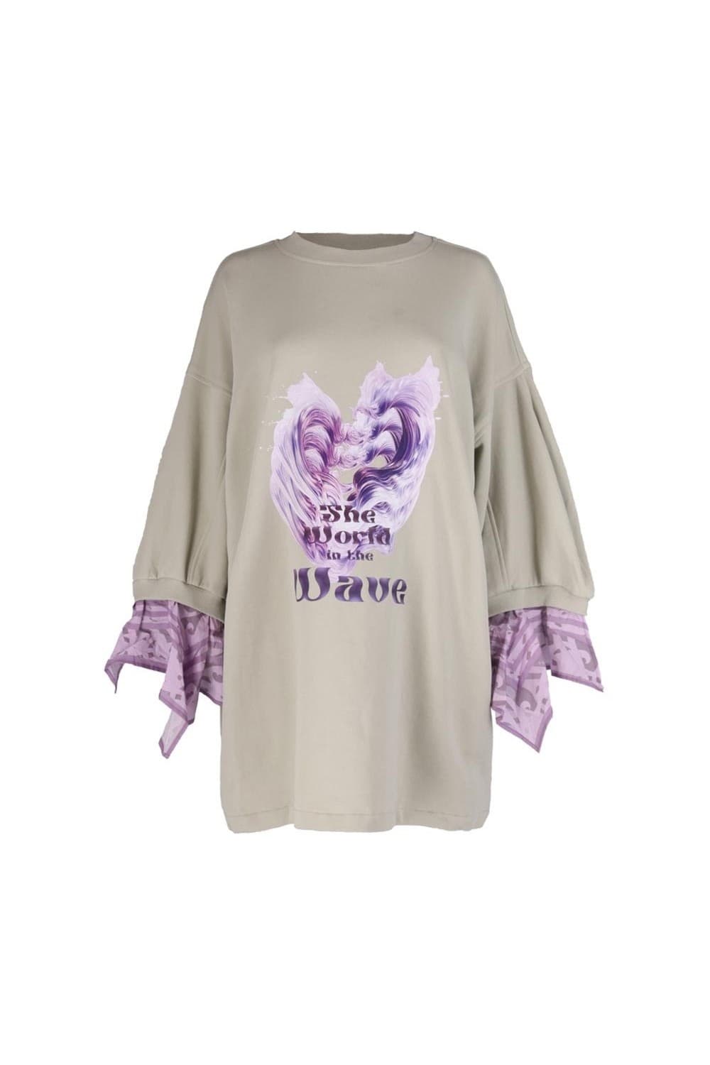 26SS Purple Wave Layered Light Khaki Sweat One-Piece — vue 8