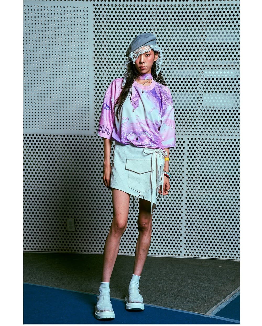 26SS Purple Wave Printing Round Hem-Line T-Shirt — vue 3