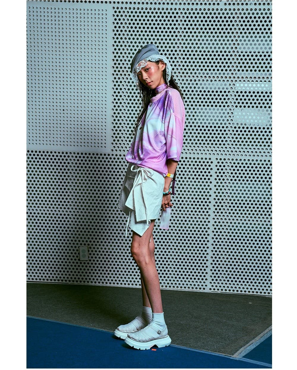 26SS Purple Wave Printing Round Hem-Line T-Shirt — vue 4