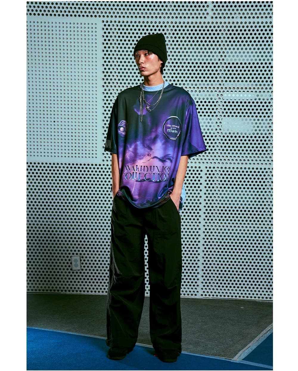 26SS Deep Purple Thunder Printing Lavender Neck Line T-Shirt — vue 4