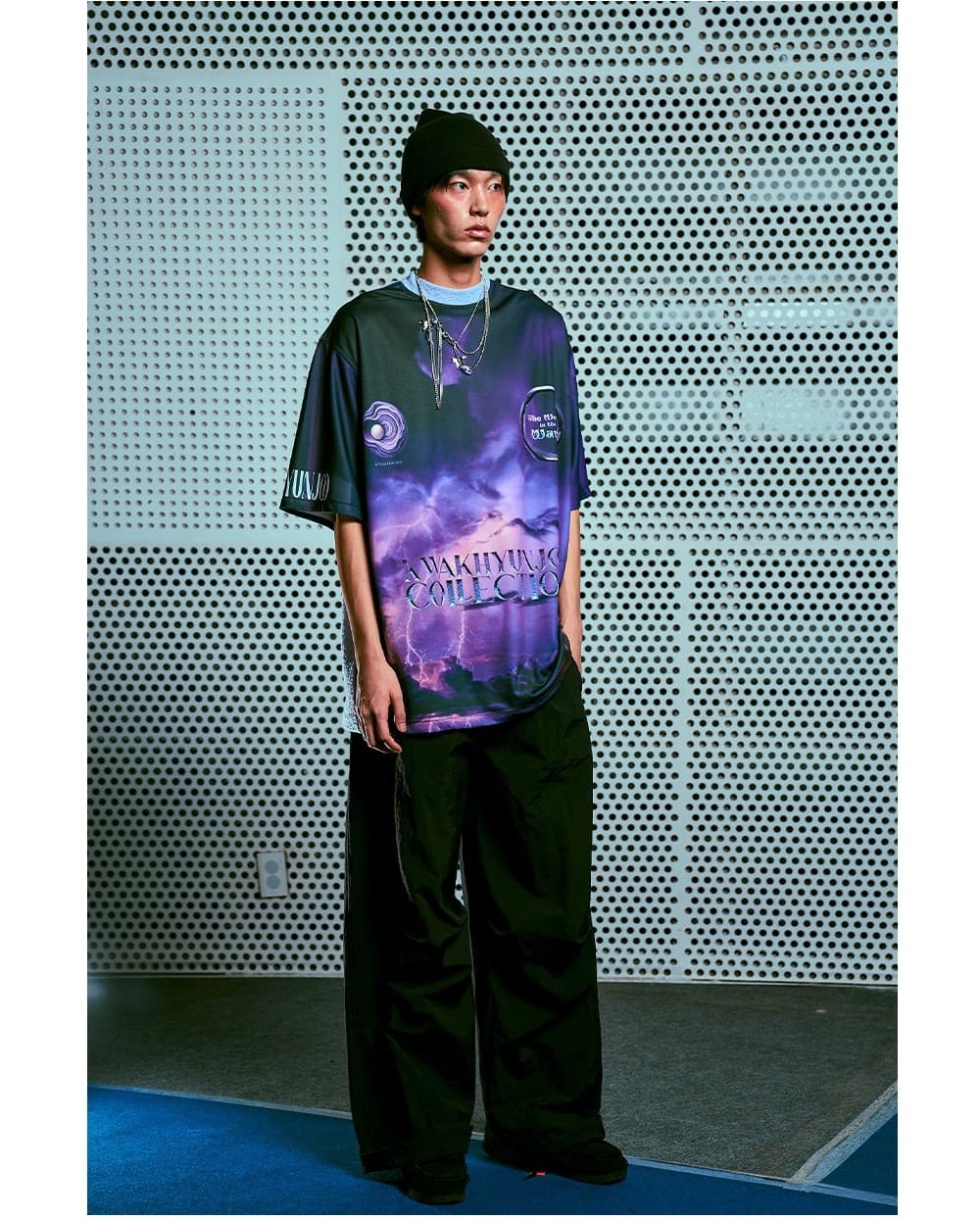 26SS Deep Purple Thunder Printing Lavender Neck Line T-Shirt — vue 5