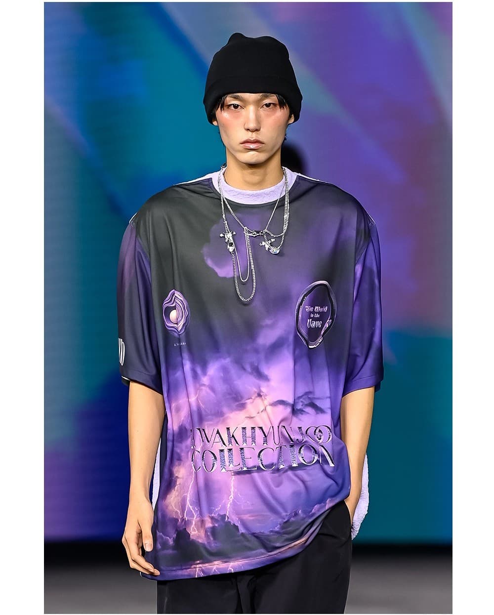 26SS Deep Purple Thunder Printing Lavender Neck Line T-Shirt — vue 6