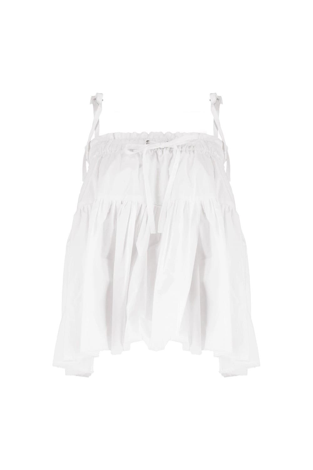 26SS White Shirring Sleeveless Crop Top — vue 4