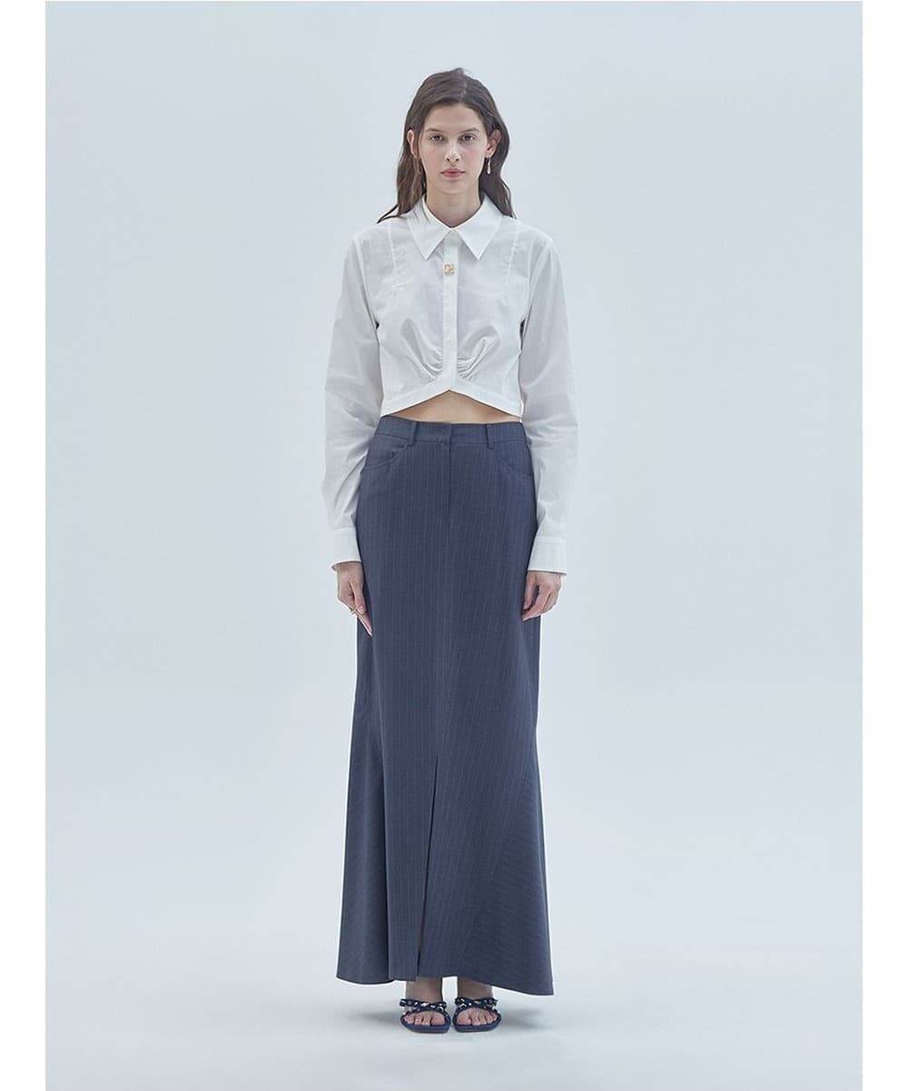 Signature Symbol Shirring Detail Crop Shirt White — vue 2