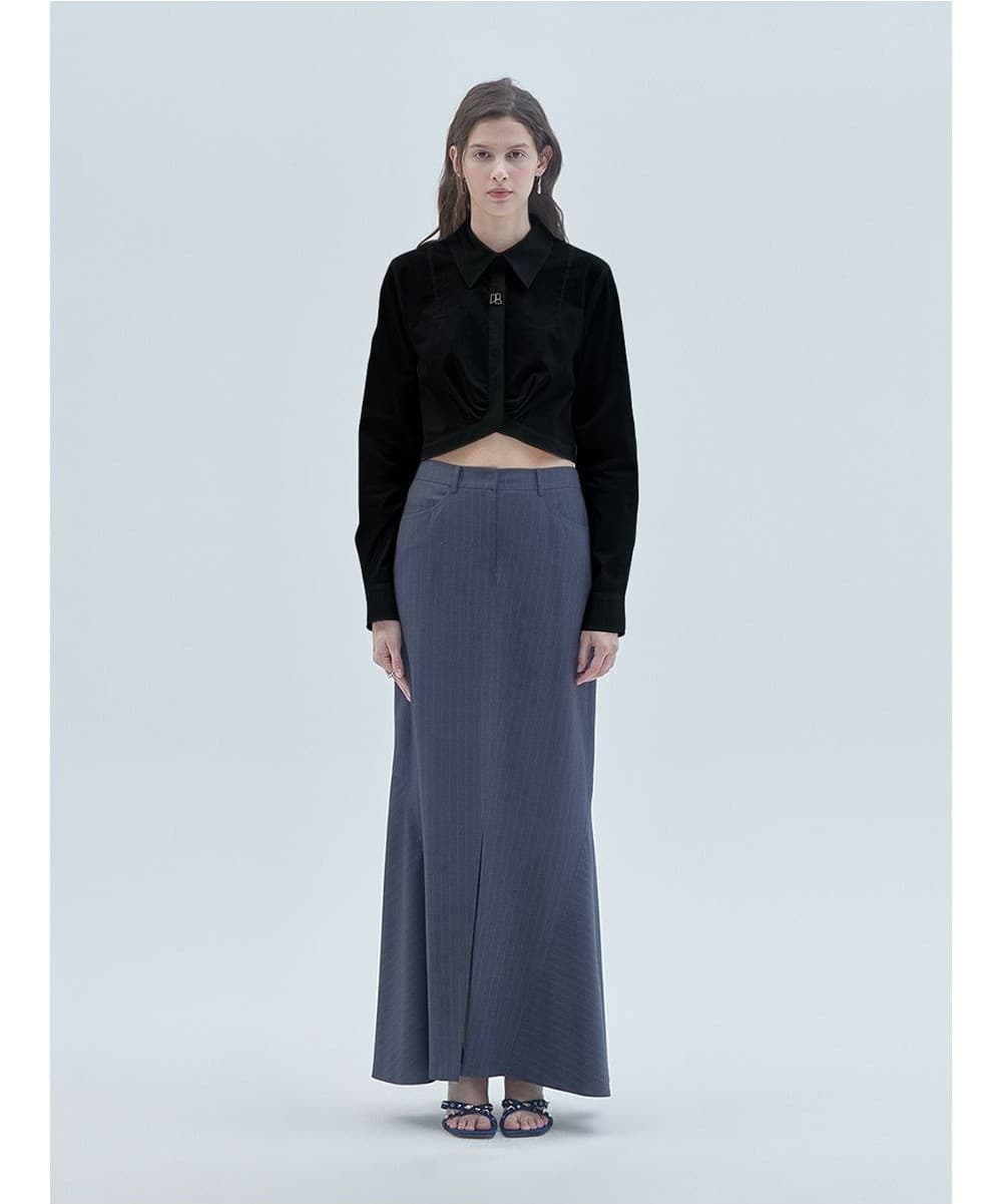 Signature Symbol Shirring Detail Crop Shirt Black — vue 2