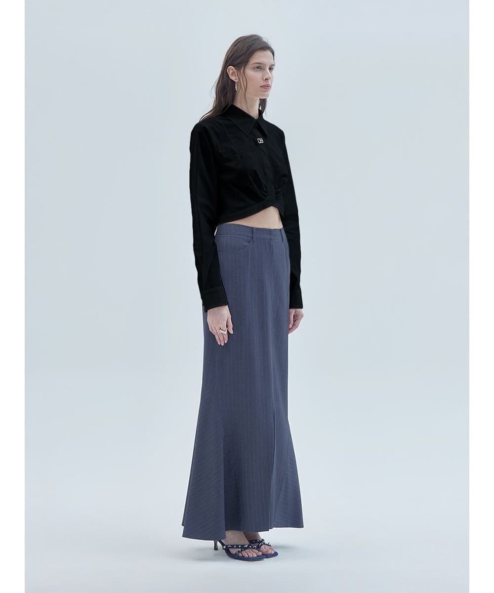 Signature Symbol Shirring Detail Crop Shirt Black — vue 3
