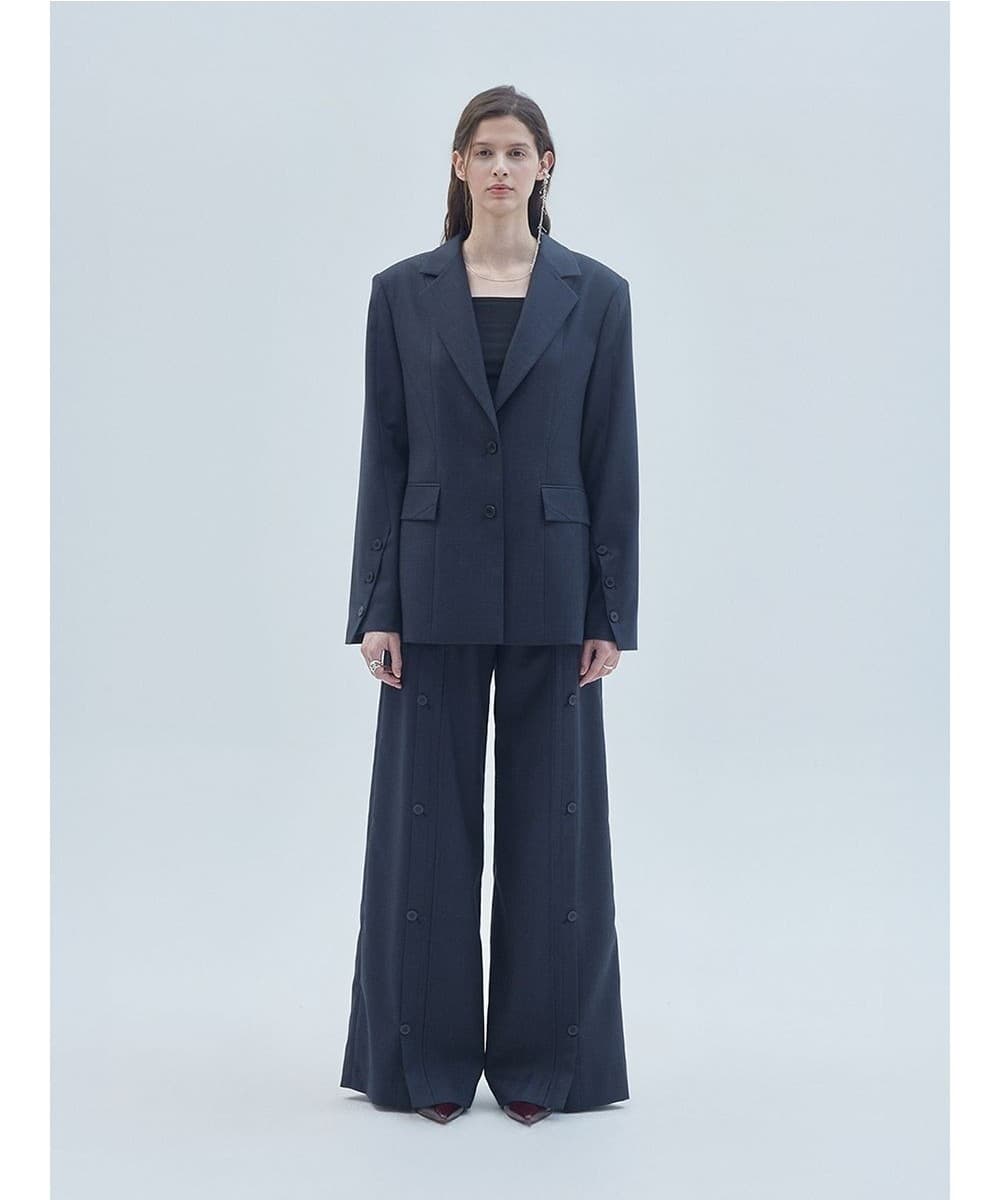Diagonal Detail Overfit Single Blazer Charcoal — vue 2