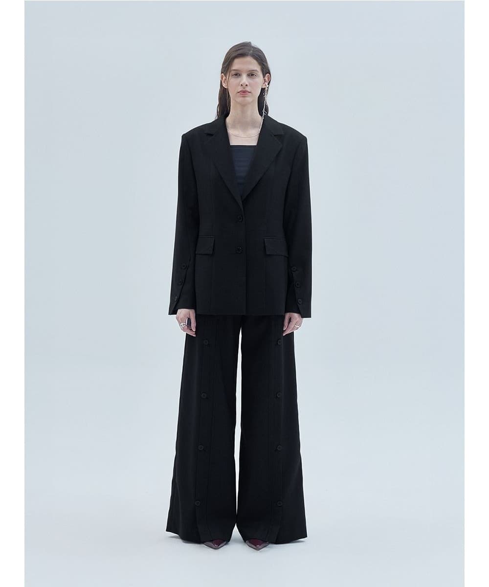 Diagonal Detail Overfit Single Blazer Black — vue 2