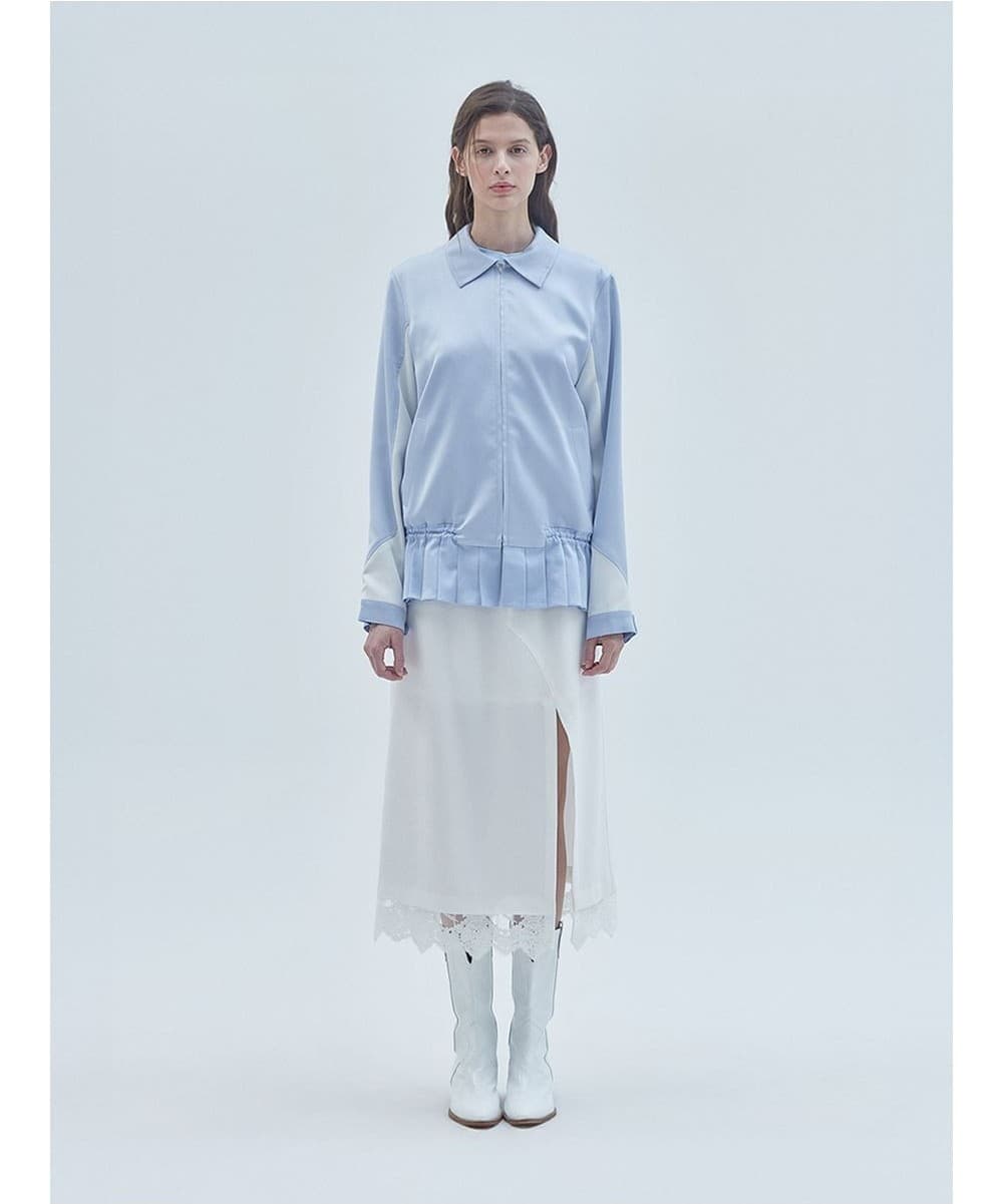 Mini Pleats Block Zip-Up Jacket Sky Blue — vue 2