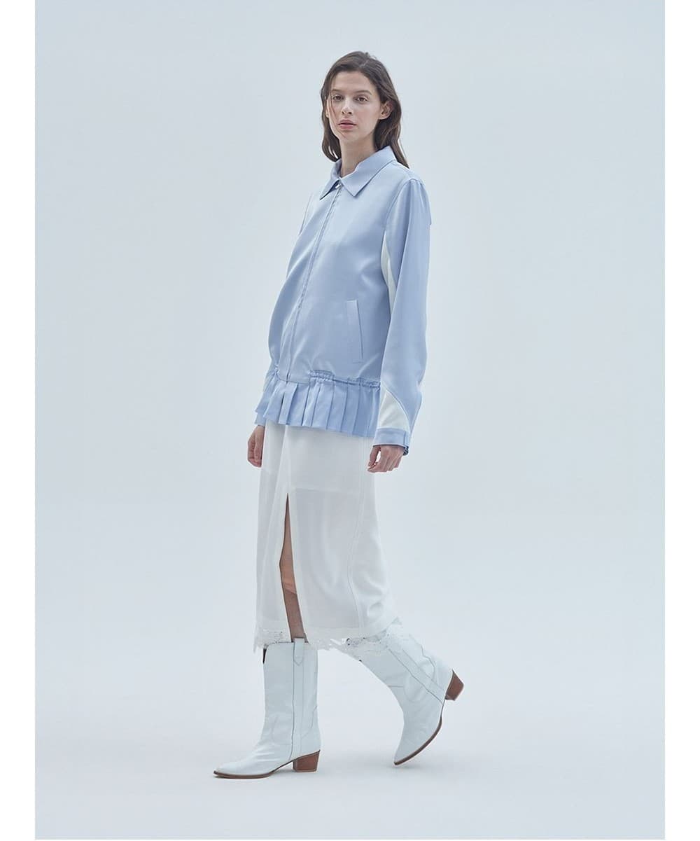 Mini Pleats Block Zip-Up Jacket Sky Blue — vue 5