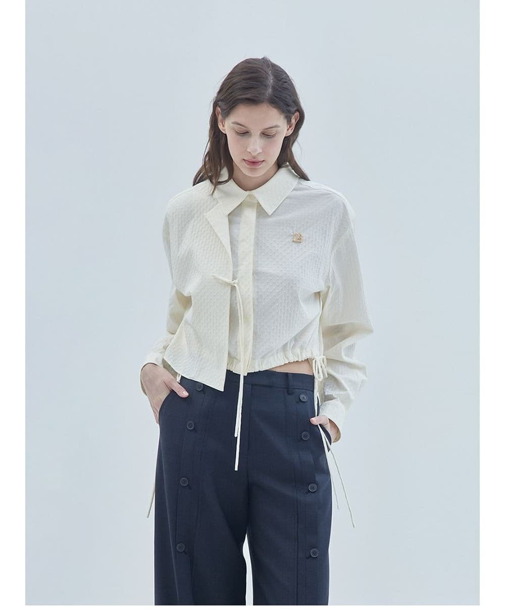 Signature Symbol Two-Layer Shirt Jacket Ivory — vue 5