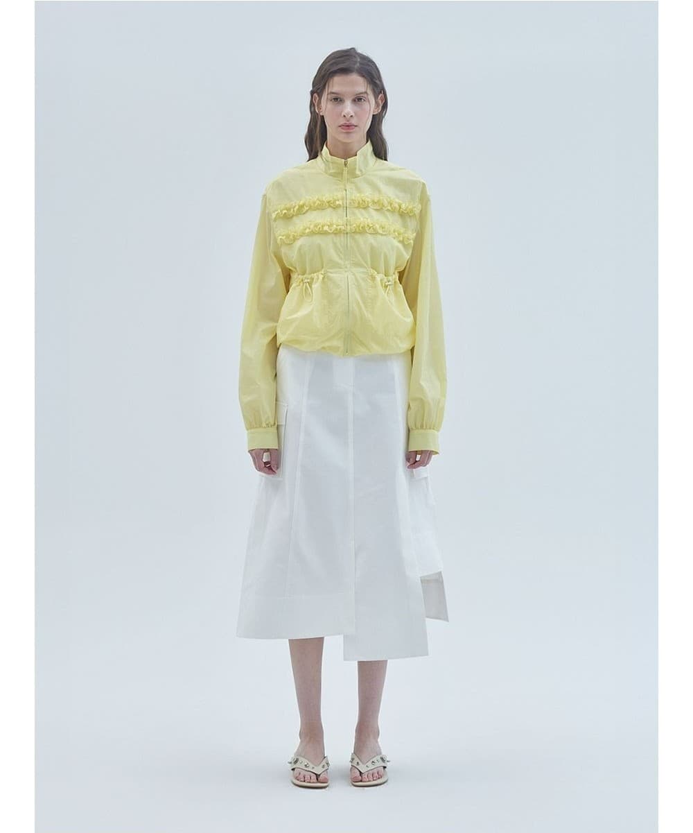 Two-Line Frill Zip-Up Jumper Yellow — vue 2