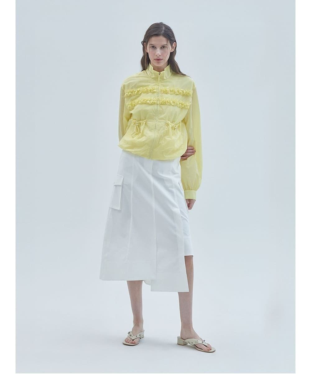 Two-Line Frill Zip-Up Jumper Yellow — vue 5
