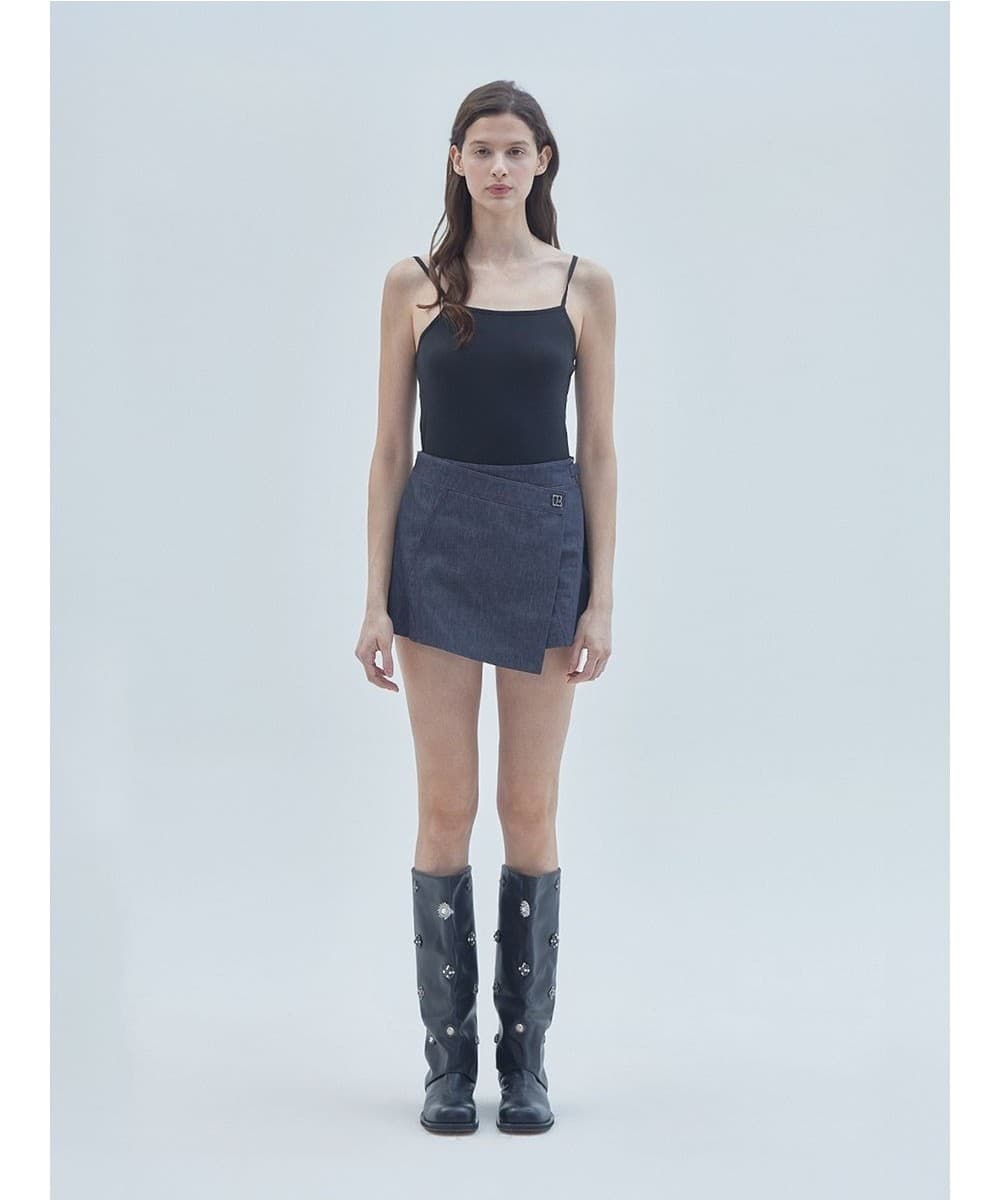 Signature Symbol Logo Unbalanced Skirt Pants Navy — vue 2
