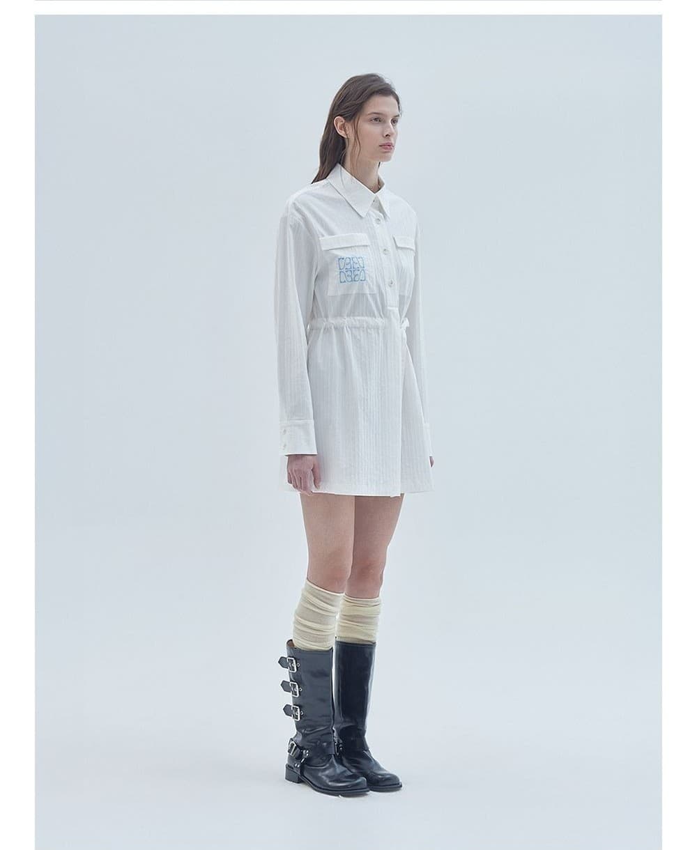 Signature Symbol Embroidered Mini Dress White — vue 3