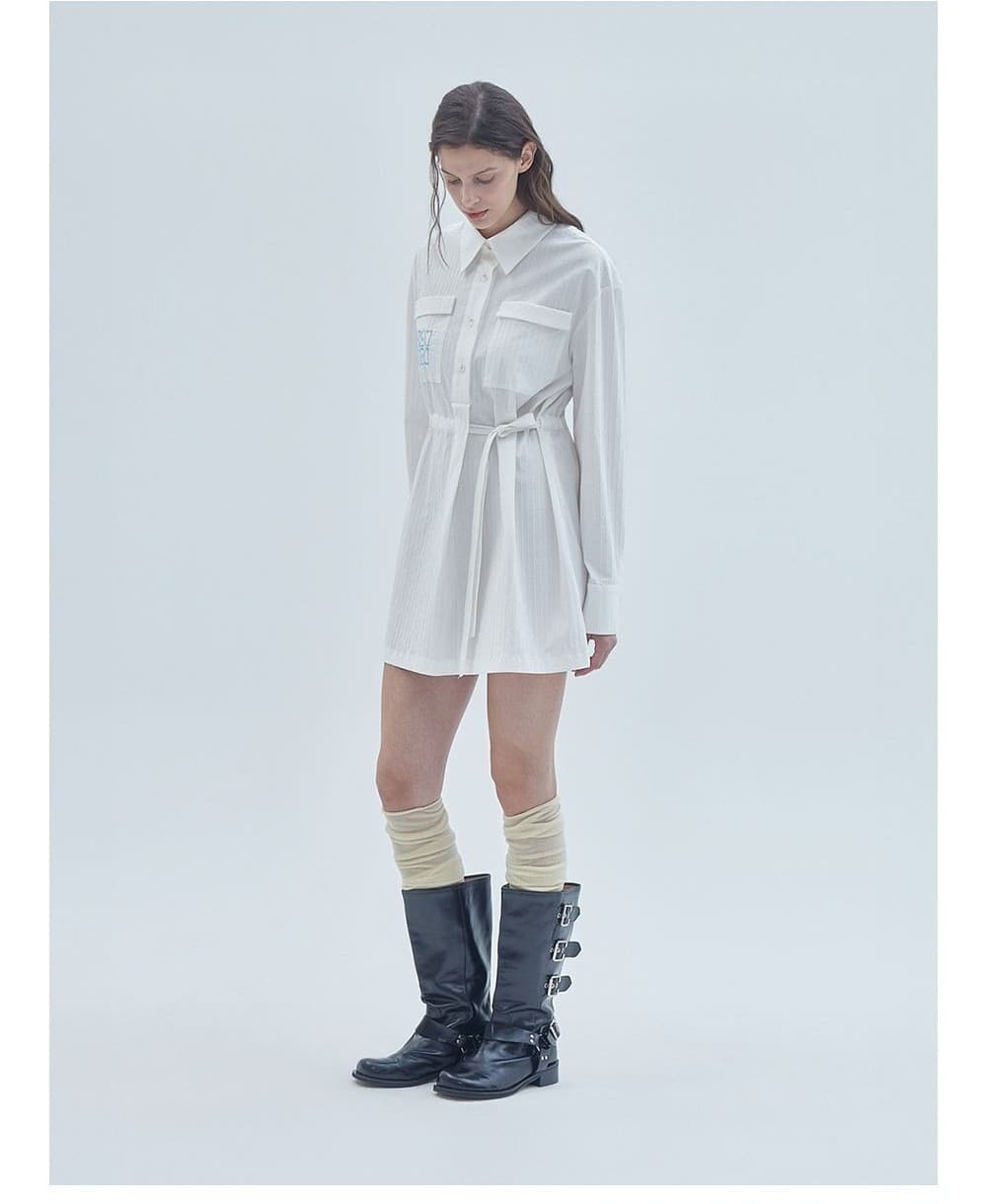 Signature Symbol Embroidered Mini Dress White — vue 4