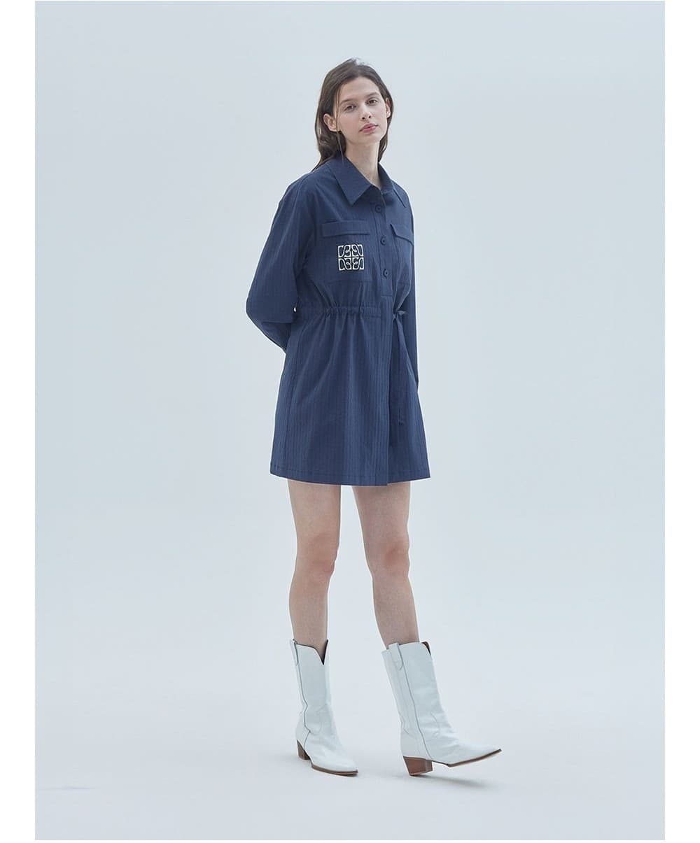 Signature Symbol Embroidered Mini Dress Navy — vue 5
