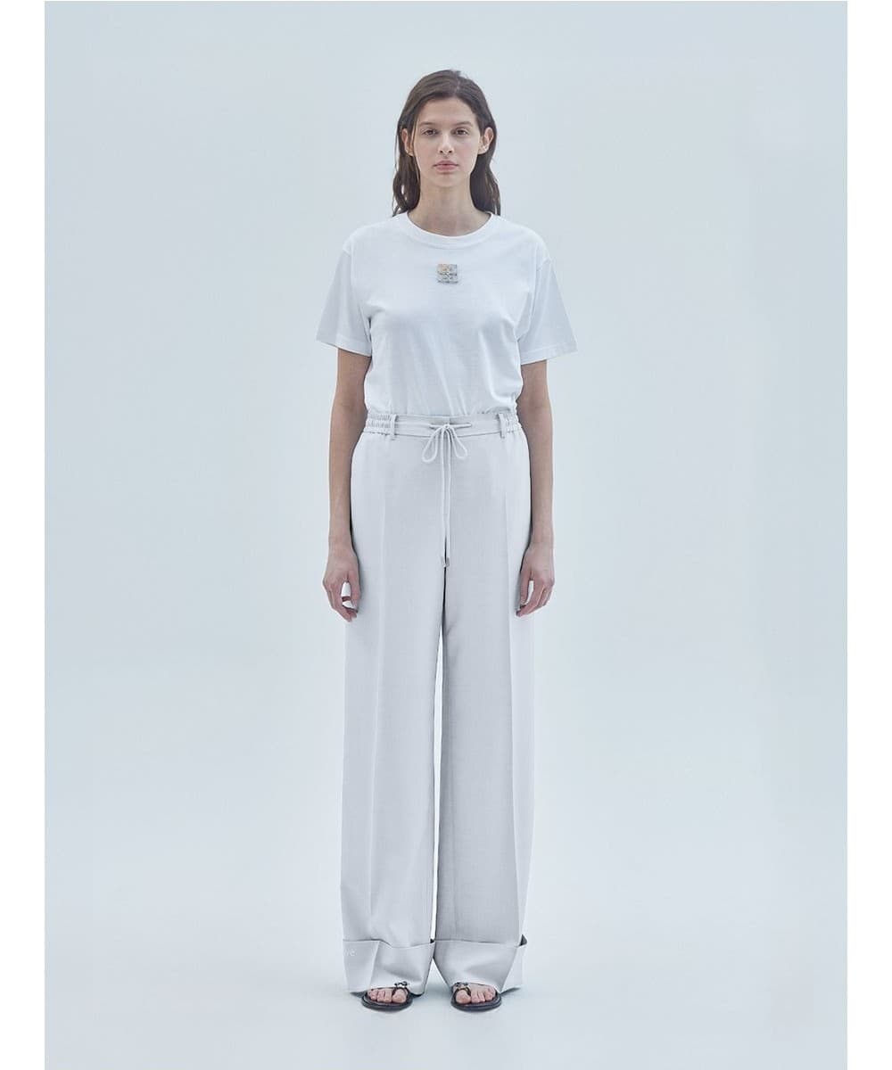 Believe Logo Roll-Up Banded Wide Slacks White — vue 2