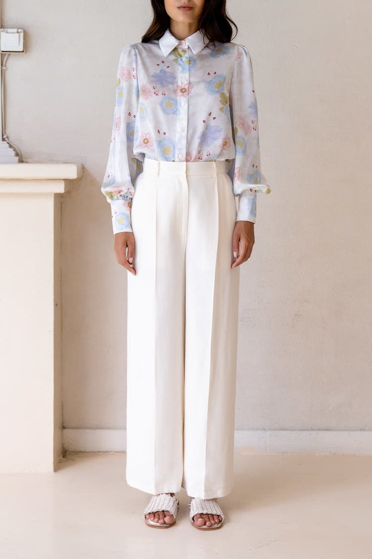 Skye Cream Wide-leg Bamboo Pants — vue 3